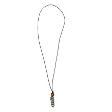 Elegante lange dennenappel druppel hanger ketting zwart-zilver