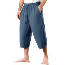 Men's Linen Pants Loose Casual Pants Lightweight-Dark Blue XXL