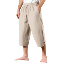 Men's Linen Pants Loose Casual Pants Lightweight-Khaki XL