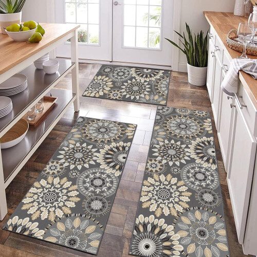 Boho Kitchen Rug Set 3 Piece Non-Slip Washable