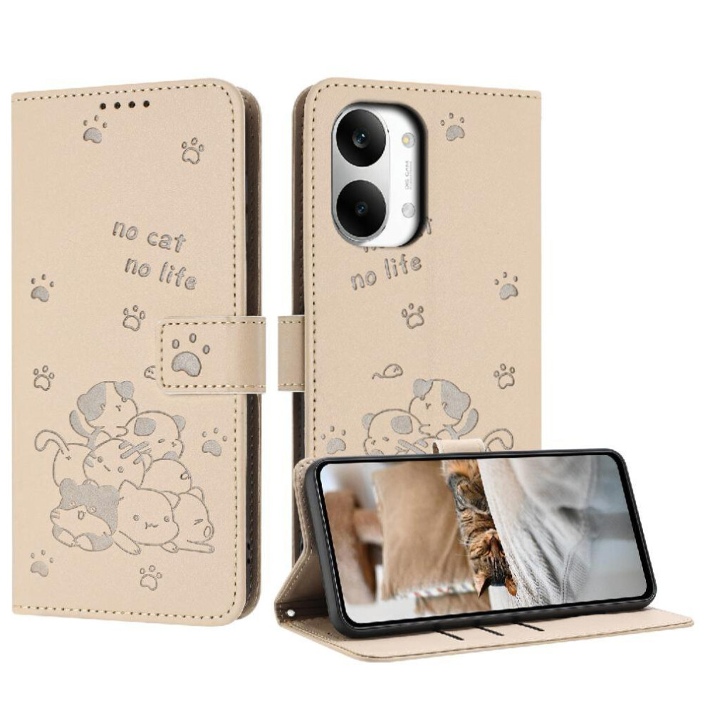 (Creamy ) Flip Case For Xiaomi Poco X8 Pro Max 5G Card Holder Kickstand Pu Leather Leather Wallet Cute Cat White 764563811861