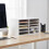 Organizador de mesa em bambu com 10 compartimentos para documentos. 2
