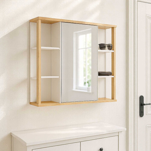 Bathroom Mirror Cabinet, Wall-Mounted Storage 2