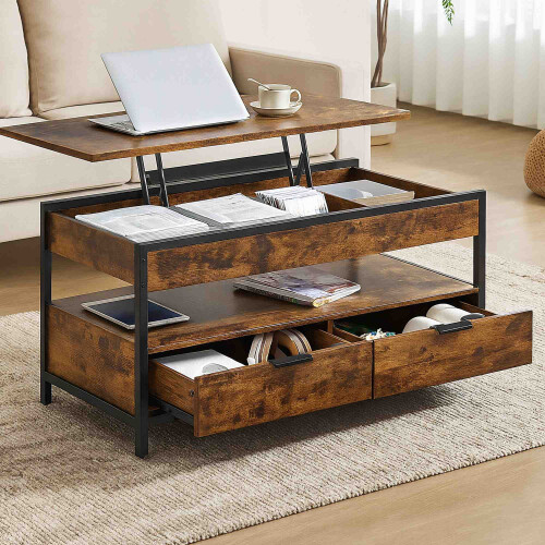 Storage Coffee Table with Drawers and Adjustable Top 1
