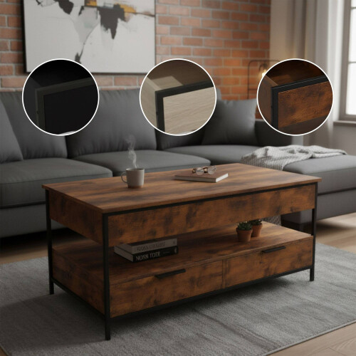 Storage Coffee Table with Drawers and Adjustable Top 2