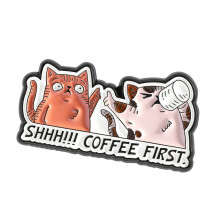 Elegant Cats Coffee Enamel Pin Brooch Adorable Jewelry for