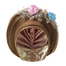 Traditional African Bandana Scarf Women Flower-Earthy gold