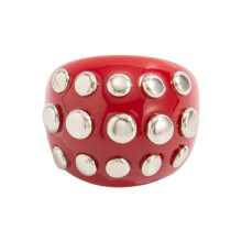Punk Style Open Ring Featuring Rhinestones Studs Vintage-Red