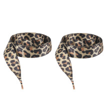Women's Leopard Print Shoe Laces Soft Flat- black and bro 120cm
