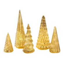 Sapin de Noël lumineux en acrylique doré (lot de 5)