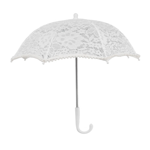 White Lace Parasol Umbrella – 48cm Foldable