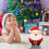 Pluche kerstman 15 cm interactief hondenspeelgoed 2