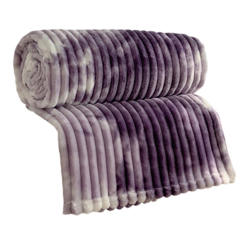 Velvet Blanket Purple 100x150cm Thick Polyester Striped 1