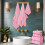 Pink Bath Towel Set 4-Piece Polyester Machine Washable 1