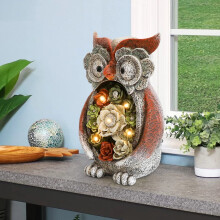 Słoneczna figurka ogrodowa Sowa z żywicy LED, 25 cm