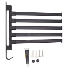 Black Swivel Towel Bar Wall-Mounted Aluminium