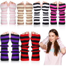 Striped Knitted Arm Warmers 30 cm