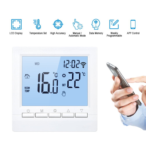 Intelligentes WLAN-Thermostat mit LCD-Display und Bodensensor