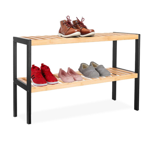 Bamboe schoenenrek - ruimtebesparend, 3 planken 1