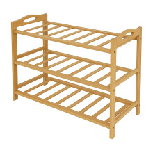 Bamboo Shoe Rack, 3 Tiers, Holds 9 Pairs