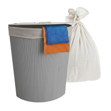 Foldable Bamboo Corner Laundry Bin with Lid