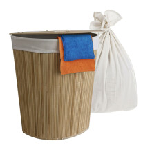 Foldable Bamboo Corner Laundry Bin with Lid