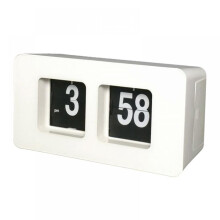 Retro Auto Flip Alarm Clock – White, Battery Powered
