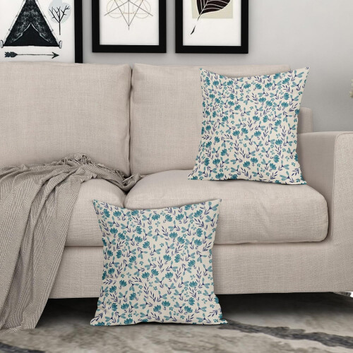 Fodere per cuscini floreali vintage, 45x45 cm, misto lino, set da 2 1
