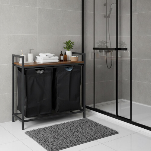 Laundry Sorter with 2 Removable Bags and Shelf 2