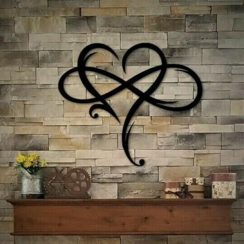 Wrought Iron Wall Decor Infinity Heart 17x20cm Black 2