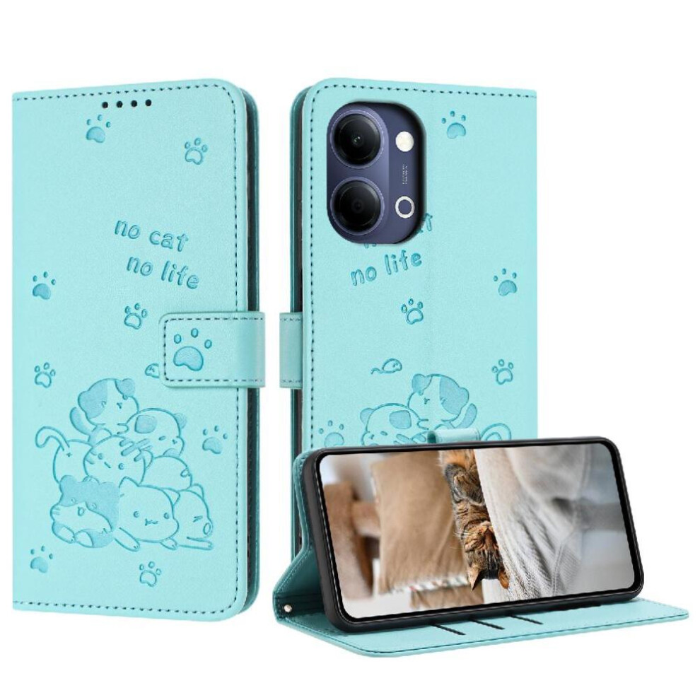 Flip Case For Vivo Y05 4G Card Holder Kickstand Leather Wallet Pu Leather Cute Cat 764563812189