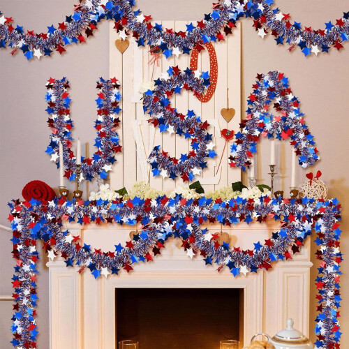 Red White Blue Foil Garland 2m 1
