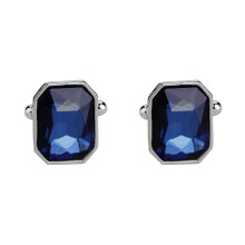 Eleganti gemelli da uomo con placcatura in acciaio inossidabile, varietà di colori di cristallo in un sofisticato design quadrato, finitura