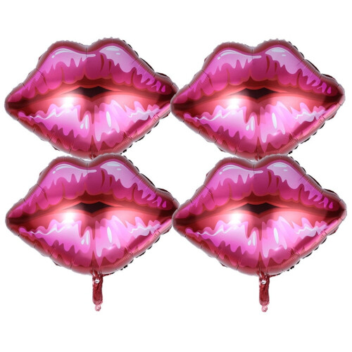 Red Lip-Shaped Foil Balloon Set 4 pcs