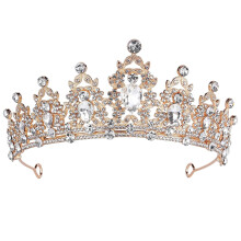Corona da donna in lega rossa e oro con strass
