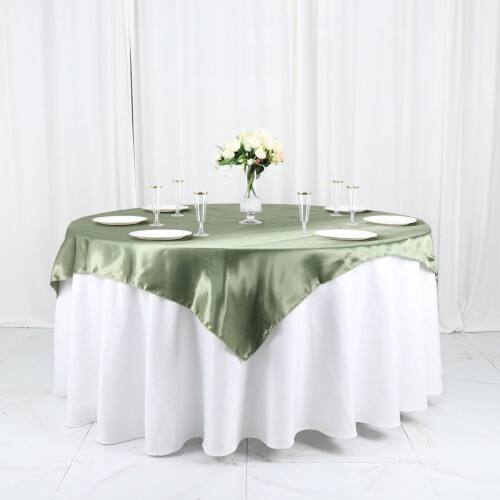 Satin Table Overlay 60 x 60 in Eucalyptus Green