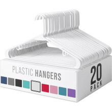 Plastic Clothes Hangers – White, 16.5" x 9", 20-Pack