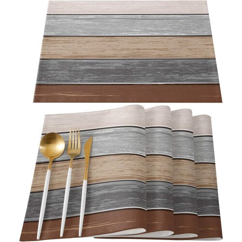 6-Pack Rustic Barn Wood Placemats 45 x 30 cm