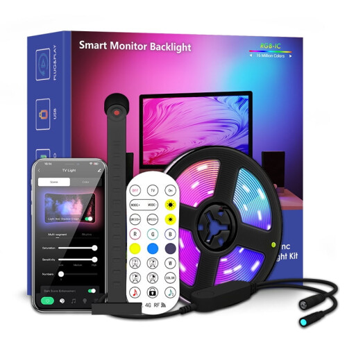 Λωρίδα οπίσθιου φωτισμού τηλεόρασης RGB LED για τηλεοράσεις 65–75 ιντσών, 16,4 πόδια,