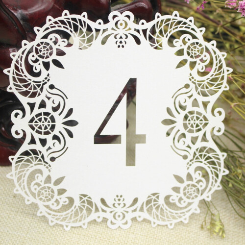 White Hollow-Cut Table Number Cards 1–10 (10 pcs)