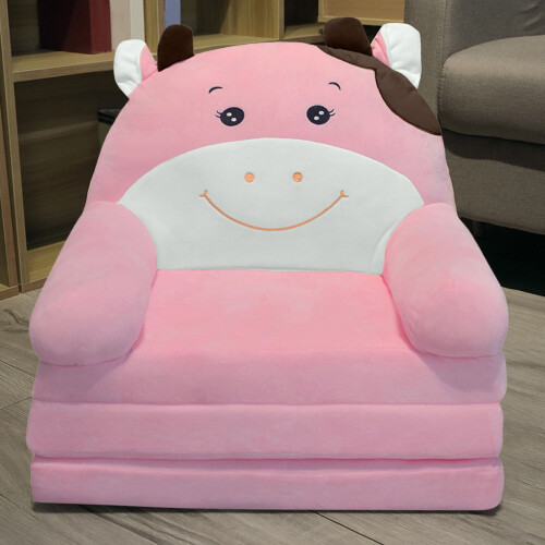 Plush Foldable Kids Sofa Backrest Armchair Pink 1