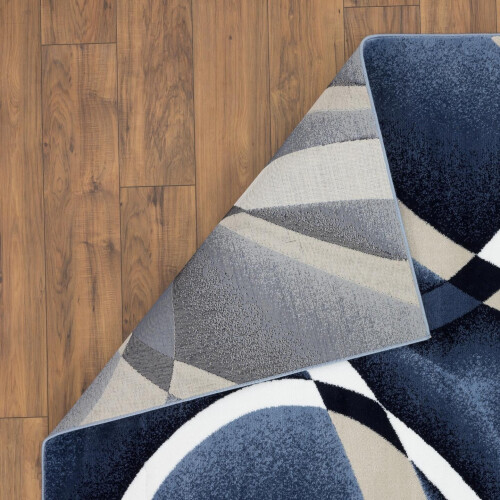 Navy Abstract Hallway Runner Rug 2ft x 7ft 3in 2