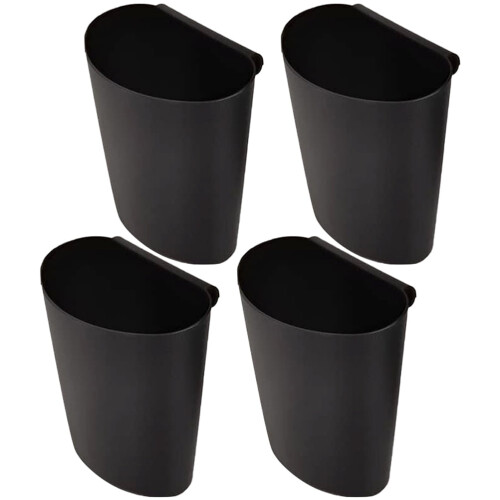 4 x Black Plastic Hanging Storage Buckets