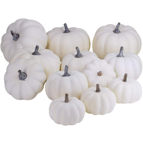 12 White Foam Pumpkins for Fall Decor