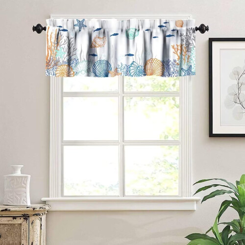 Nautical Beach-Themed Polyester Window Valance 54x18in 2