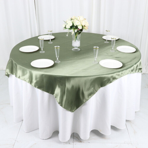 Satin Table Overlay 60 x 60 in Eucalyptus Green 1