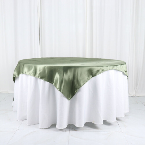 Satin Table Overlay 60 x 60 in Eucalyptus Green 2