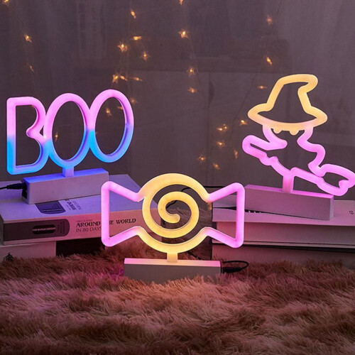 Boo LED Neon Lamp – White, 22x16.5cm, USB/Battery Powered 1