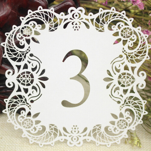 White Hollow-Cut Table Number Cards 1–10 (10 pcs) 1