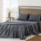 Ensemble de draps en microfibre gris foncé pour lit simple, 3 pièces 2